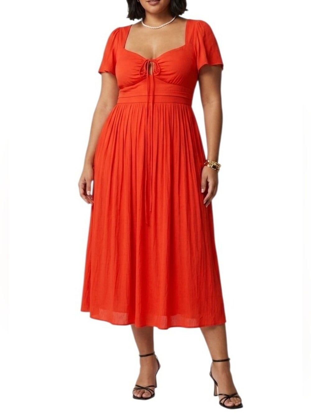 J. Crew Collection Midi Dress Plus Size 20 Red Silky Lightweight Wedding Guest